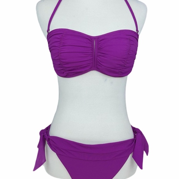 KORAL Swim Bikini Set Bandeau Top Tie Bottoms S/M - Picture 1 of 17